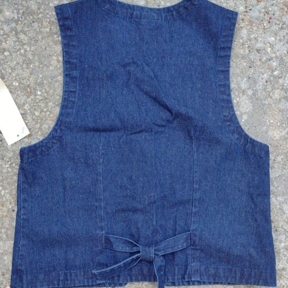Vintage On The Verge Santa Denim Vest Christmas Tapestry Made in USA Women’s M - Picture 5 of 6